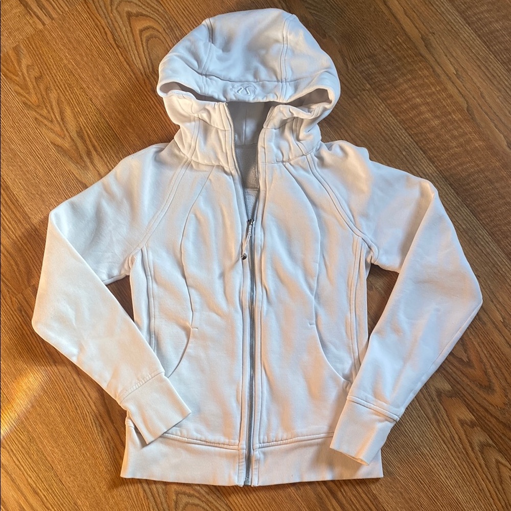 Lululemon White Scuba Zip-Up Hoodie